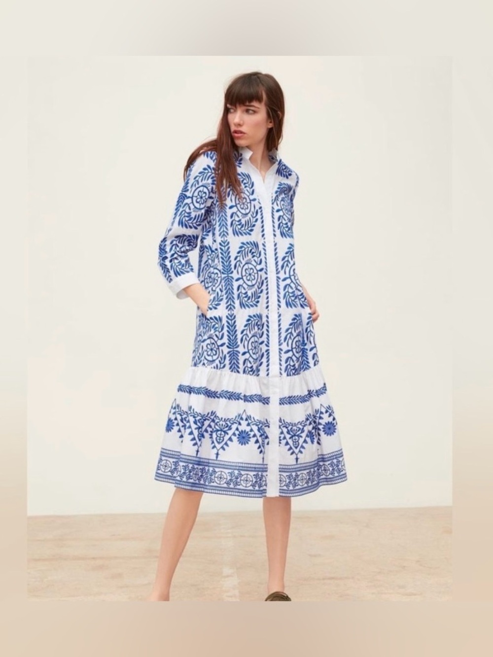 Zara Embroidered Midi Dress